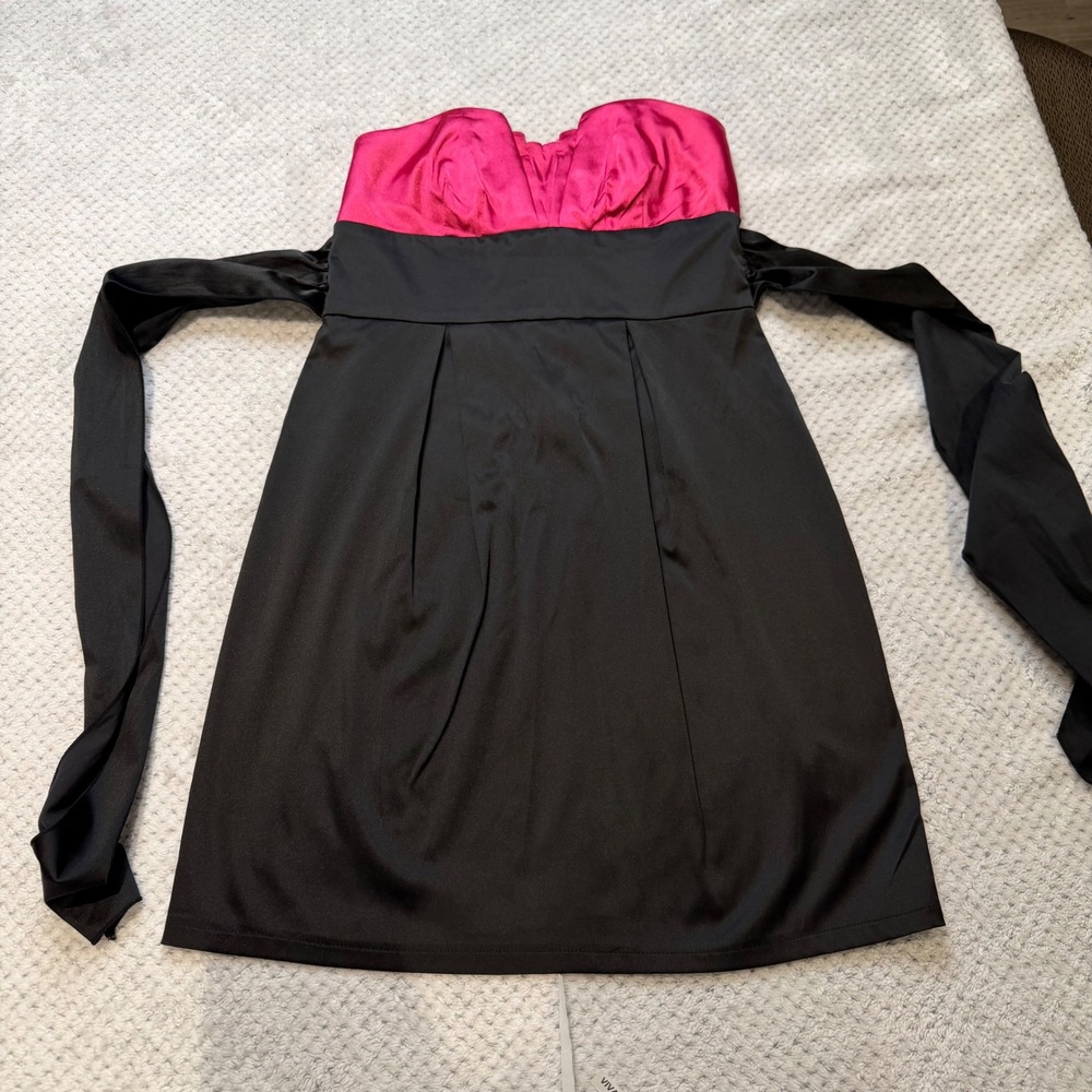 Trixxi Pink Black Strapless Y2K Homecoming Dress Clubwear Retro Baddie Cocktail